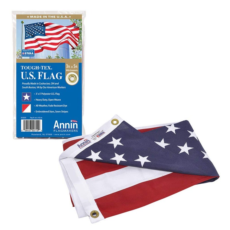 Annin Flagmakers (2710) Tough-Tex American Flag, Made in USA, 3 x 5 Feet, Polyester - Image 1